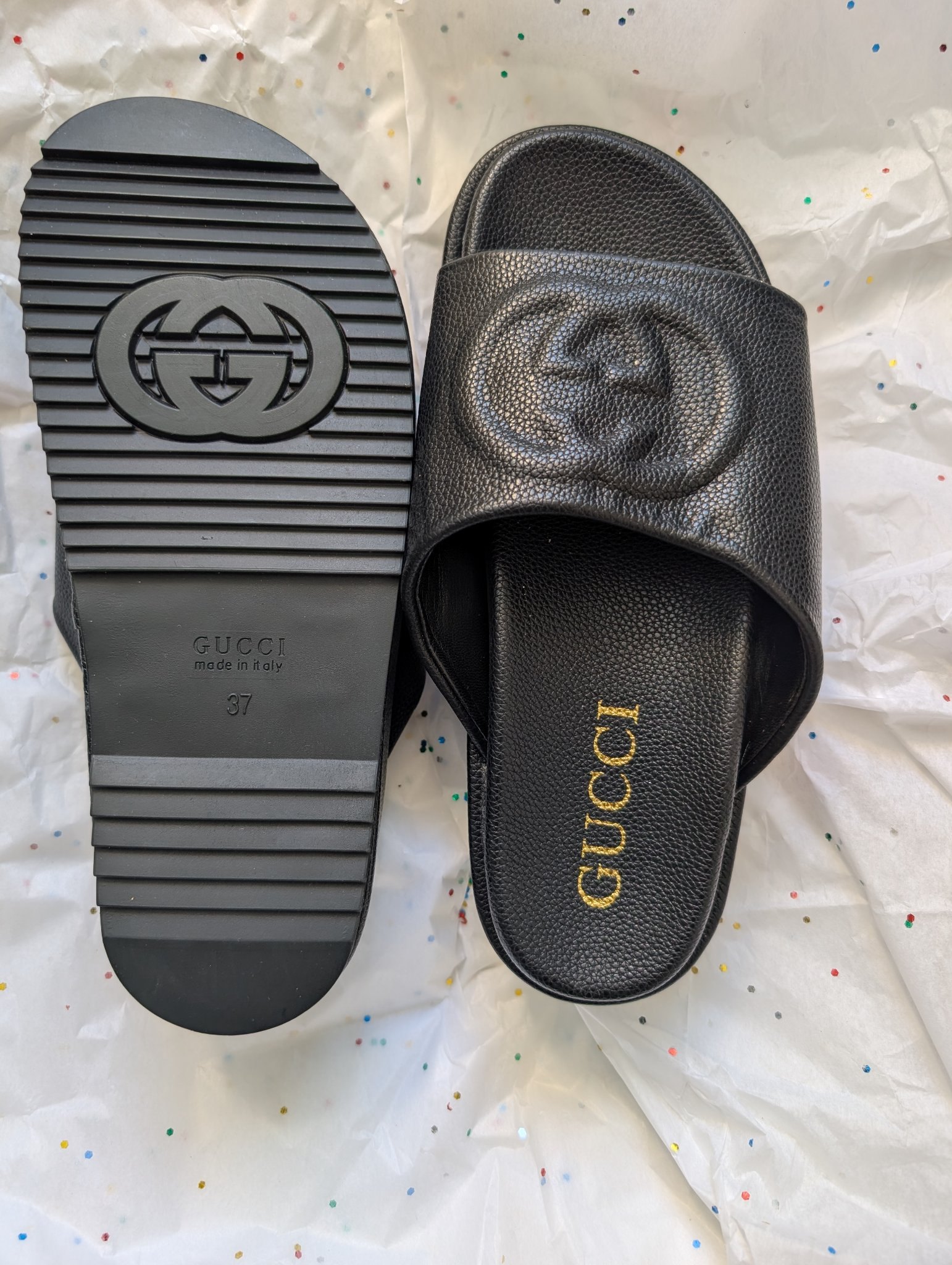 Black Leather Logo Slides