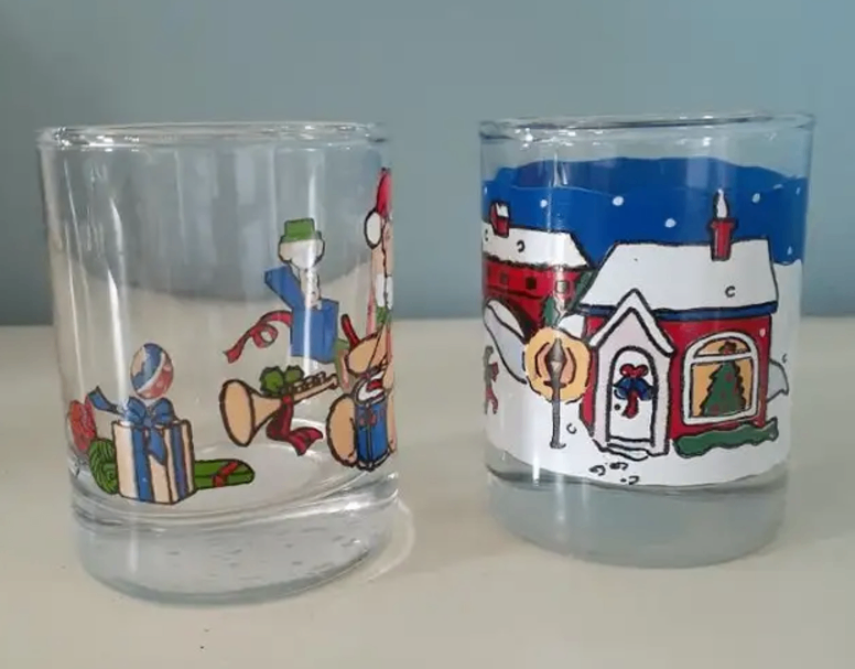 2 Vintage Anchor Hocking Christmas Glass Votive Candle Holders - photo 3