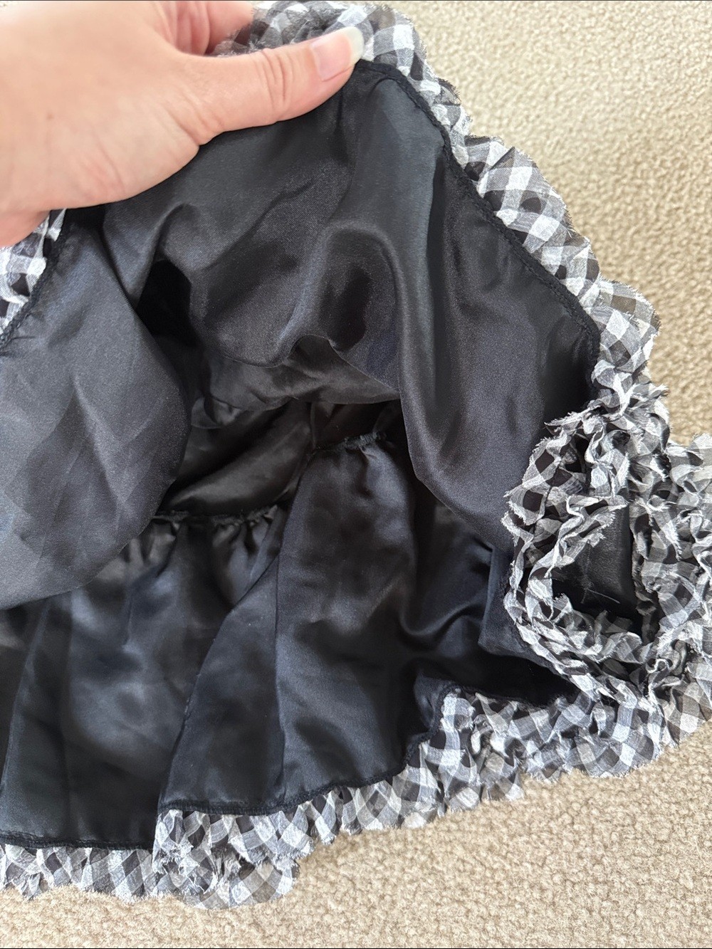 Gingham Tiered Bubble Skirt in Black & White - photo 4