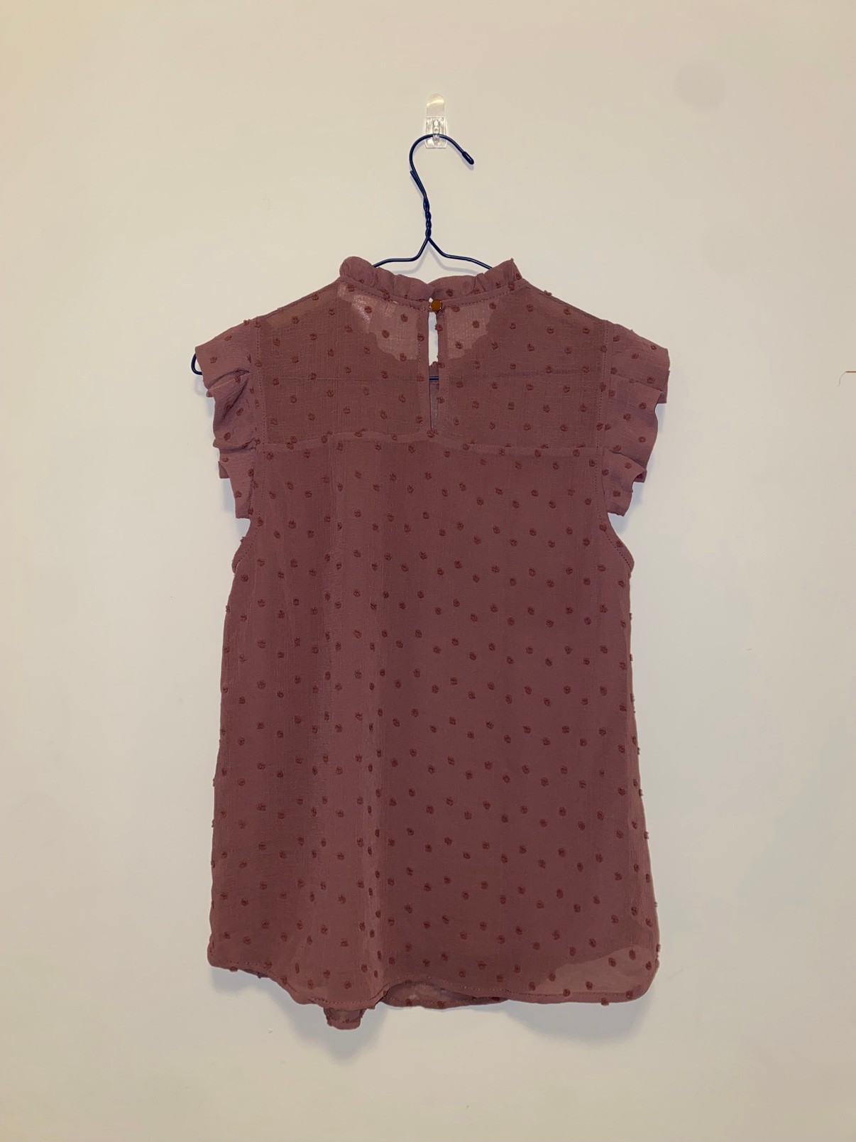 Monteau Dusty-Rose Ruffle Swiss-Dot Top, Size M - photo 3