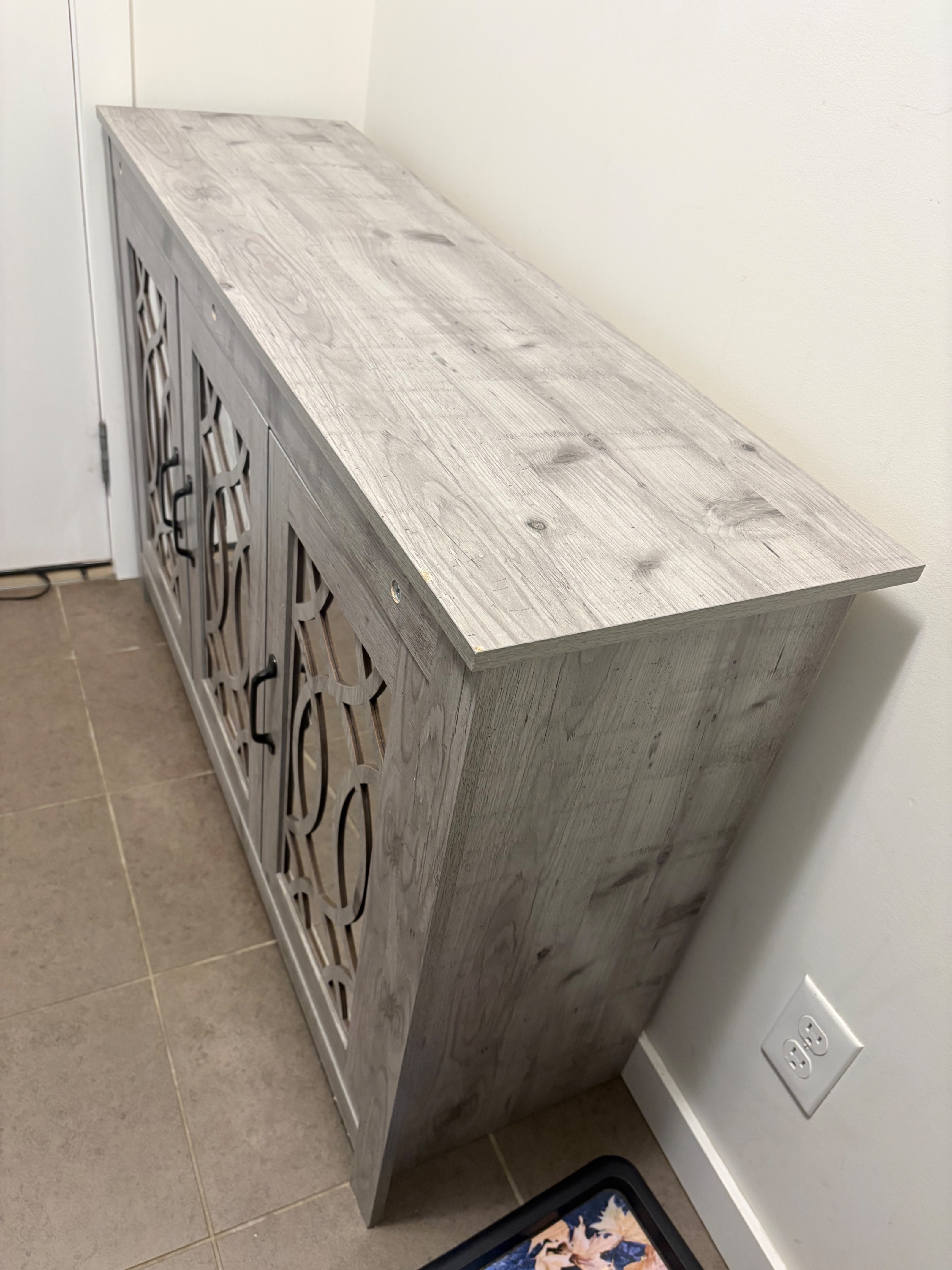 Grey Wood Grain shoe rack with Mirrored Doors - photo 3