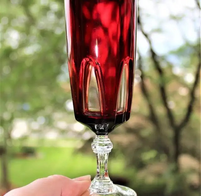 5 Vintage Cristal d'Arques Gothic Ruby Red Wine Goblets - photo 3
