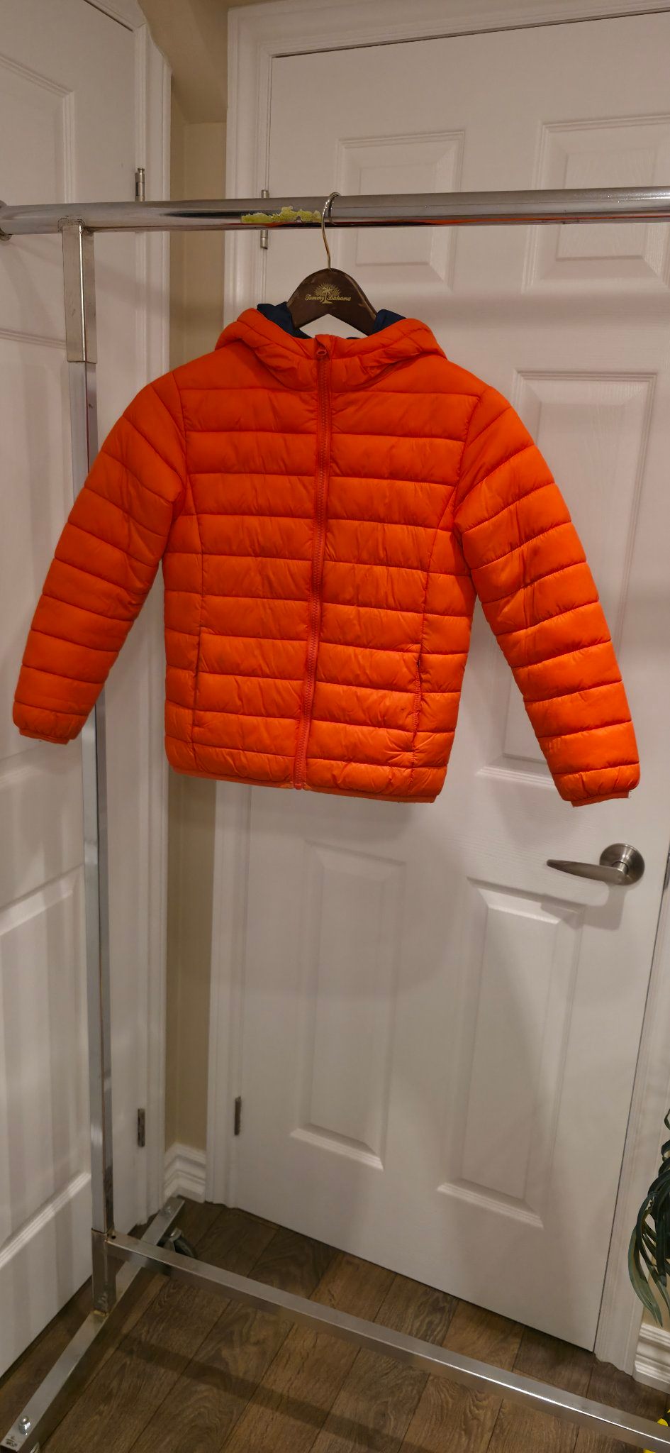 Kids George reversible puffer size M/M (7-8), orange/navy