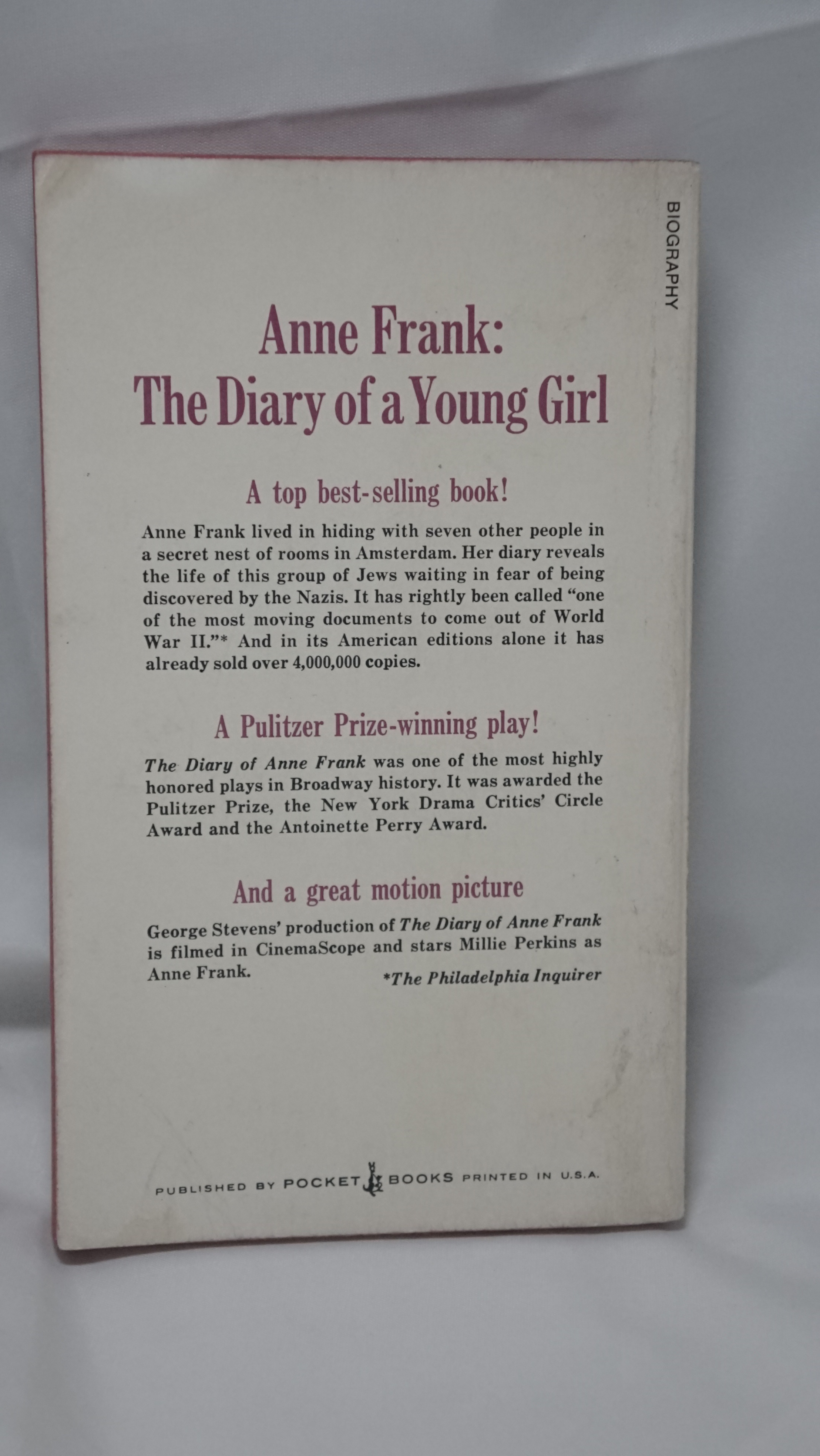 Anne Frank The Diary of a Young Girl Pocket Books 1975 Paperback - photo 2