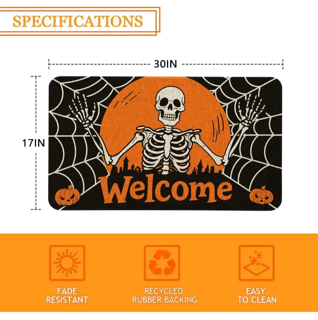 Kuyuayee Halloween Skeleton Welcome Door Mat - photo 2