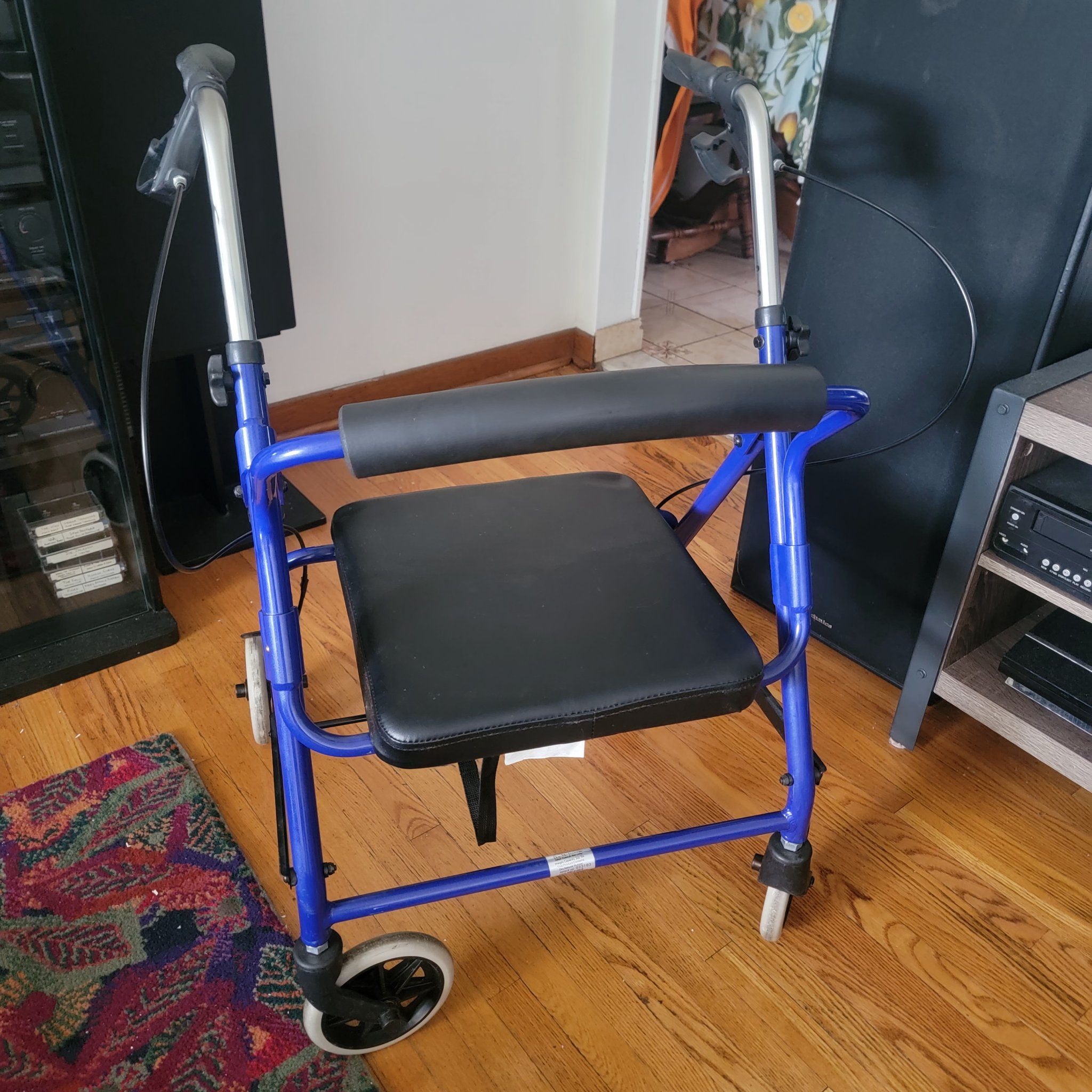 Duro-Med rollator walker with seat, folding, blue - photo 2