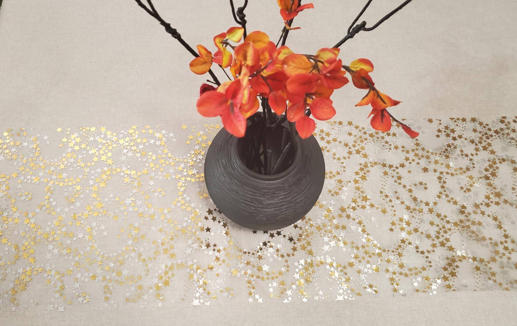4-Pack Glitter Star Table Runners (2 Gold & 2 Silver)