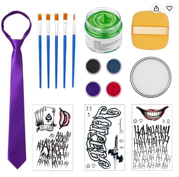 NEW~ Joker Clown Makeup Kit – Hair Wax, Face Paint & Tattoos