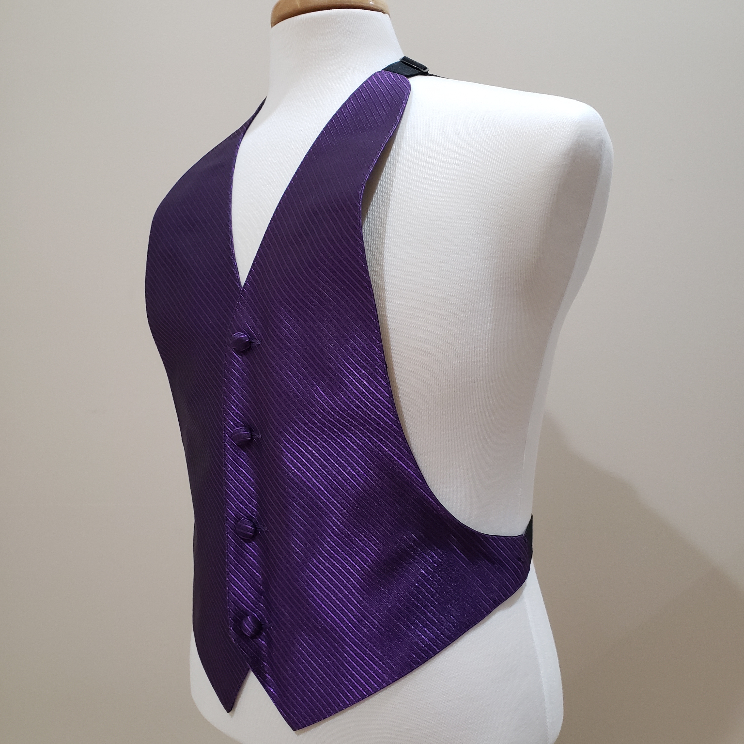 Boy's Purple Pinstripe Backless Vests or Waistcoats Size S, M, L - photo 2