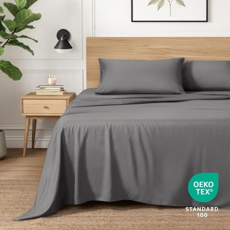 Ivy Union Queen Sheet Set Microfiber Breathable Grey