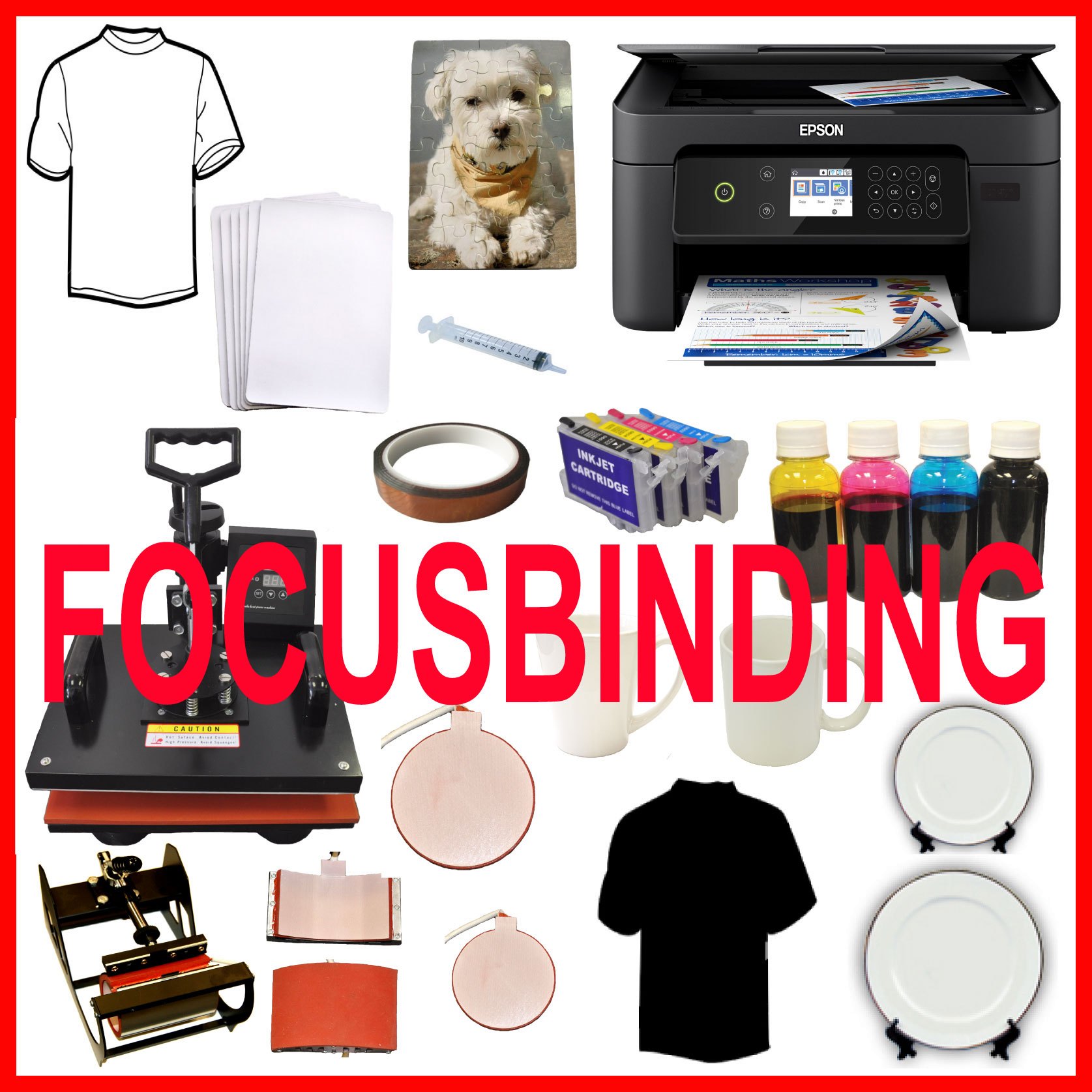 New 5in1 Sublimation Heat Press Transfer Printer Startup Package