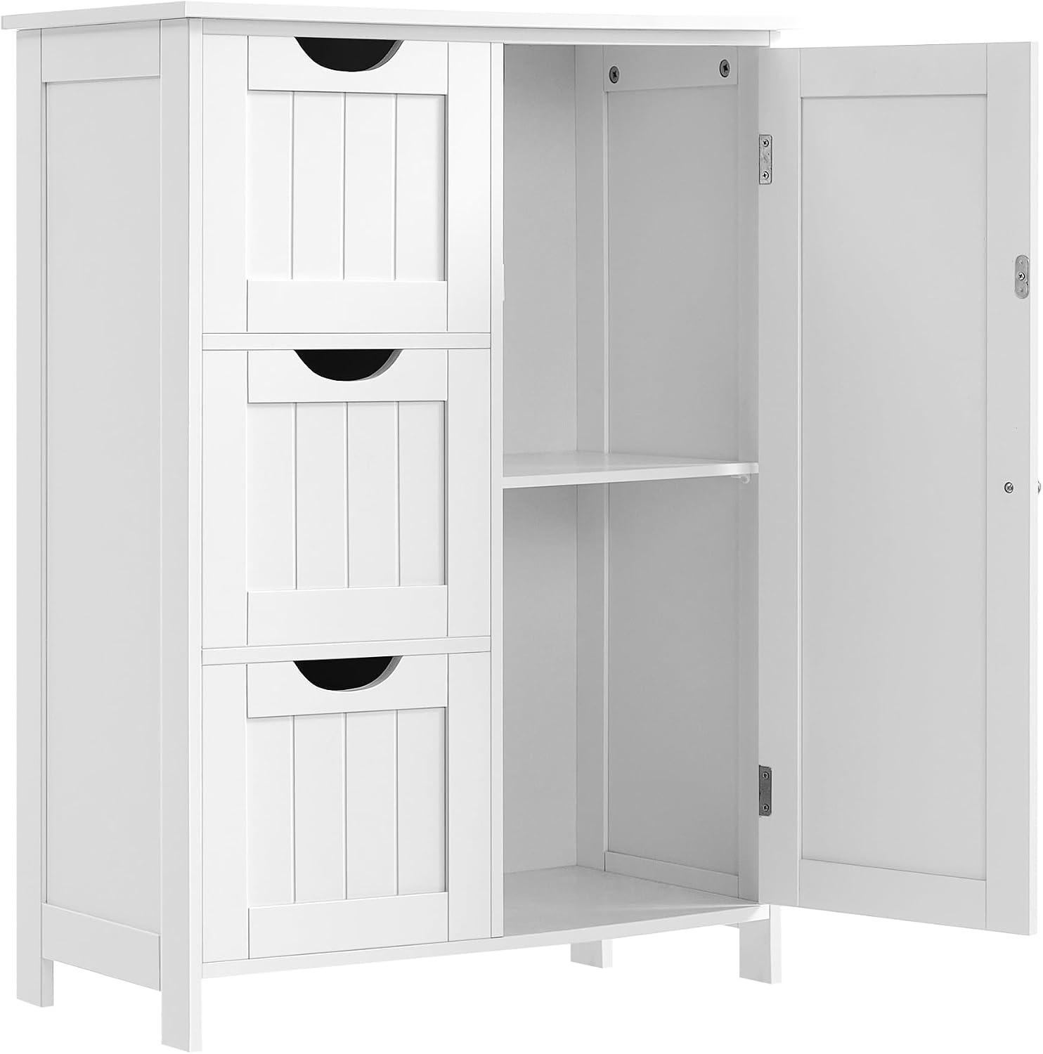 White Bathroom Storage Cabinet with 3 Drawers - photo 4
