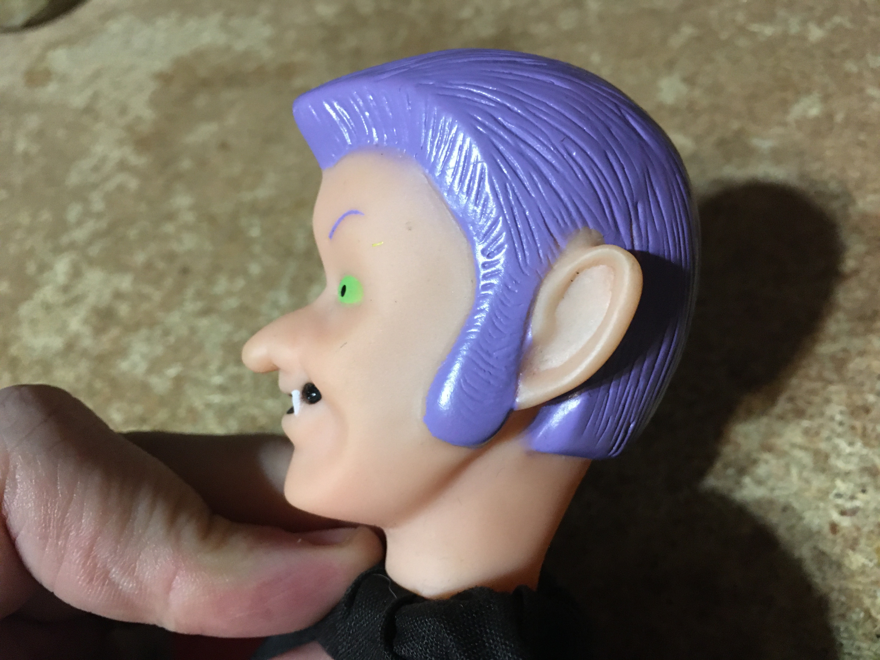 VINTAGE VAMPIRE RUBBER HEAD HAND PUPPET HALLOWEEN BLACK PURPLE - photo 3