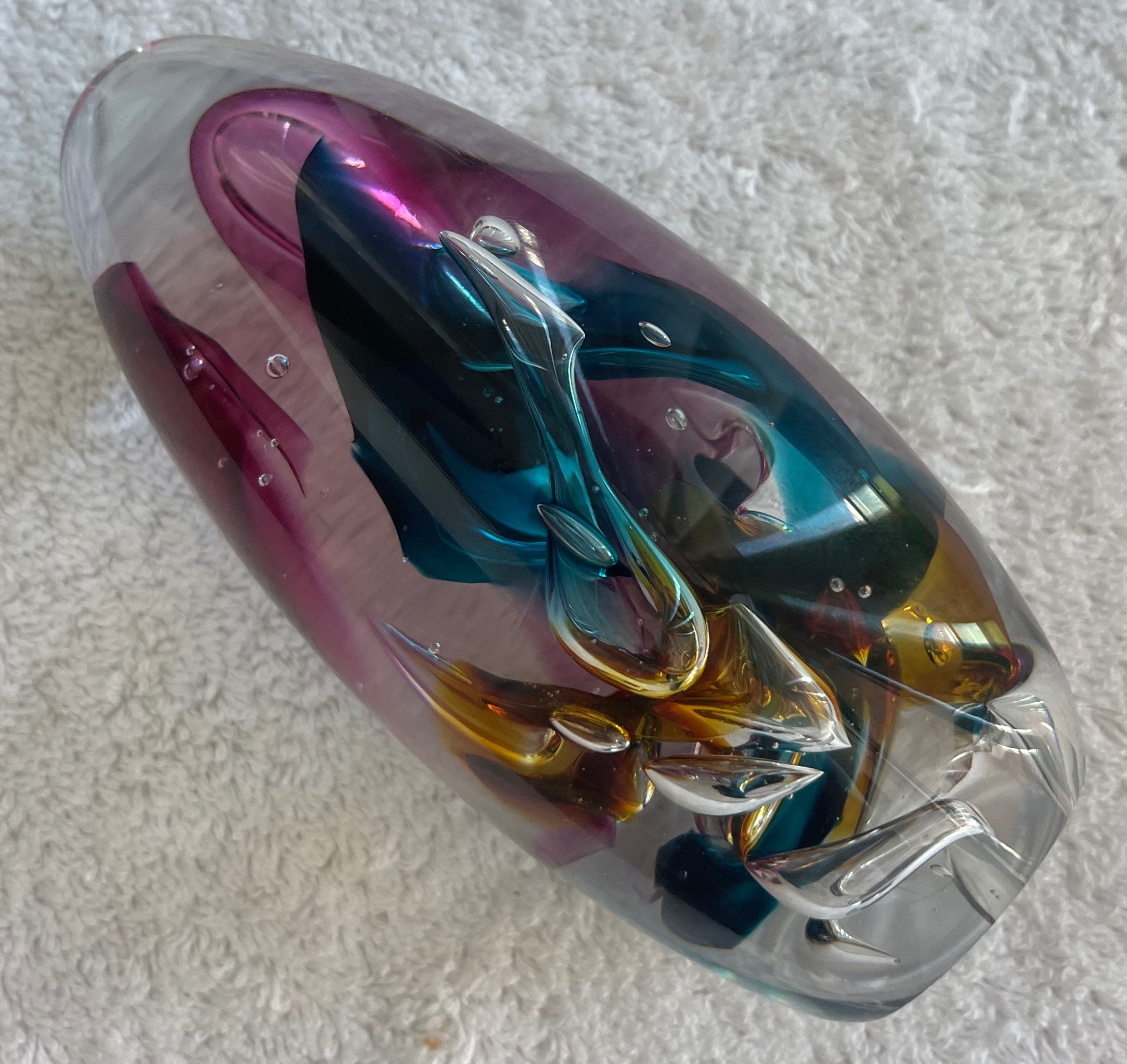 Vintage Laurin Canadian Studio Art Glass Paperweight (1990) - photo 2