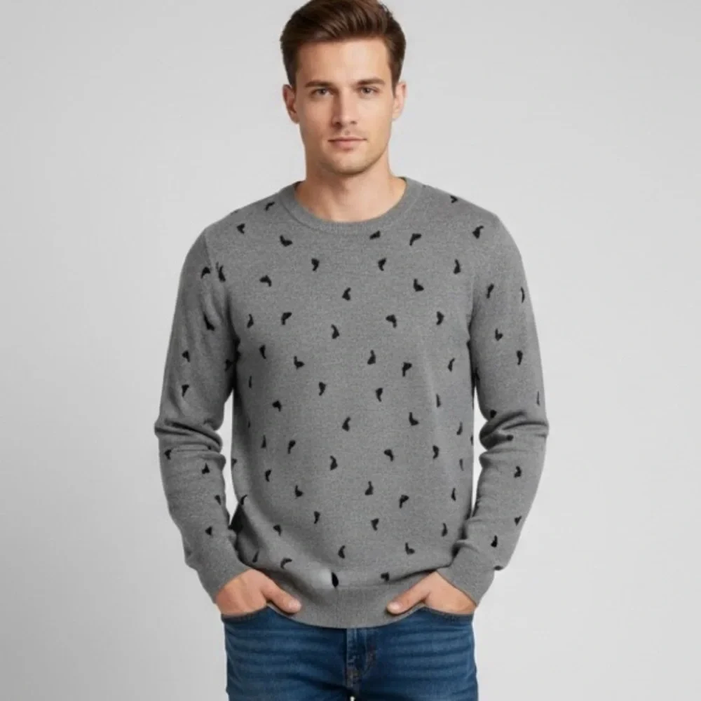 Bass Crewneck Long Sleeve Soft Sweater Rabbits Sz L Bunnies