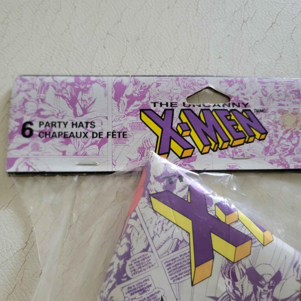 vintage 1 package of 1993 Marvel Comics X-Men cone party hats - photo 2