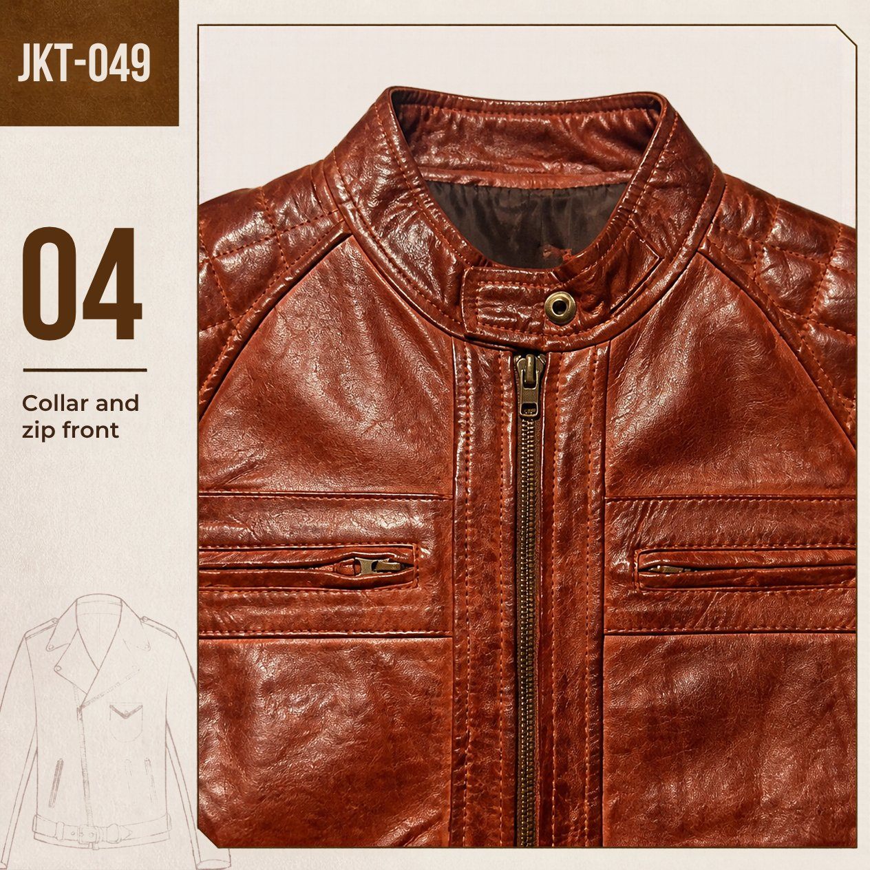 JKT-049 — Men's Diamond1 leather moto jacket — brand new size XS - photo 3