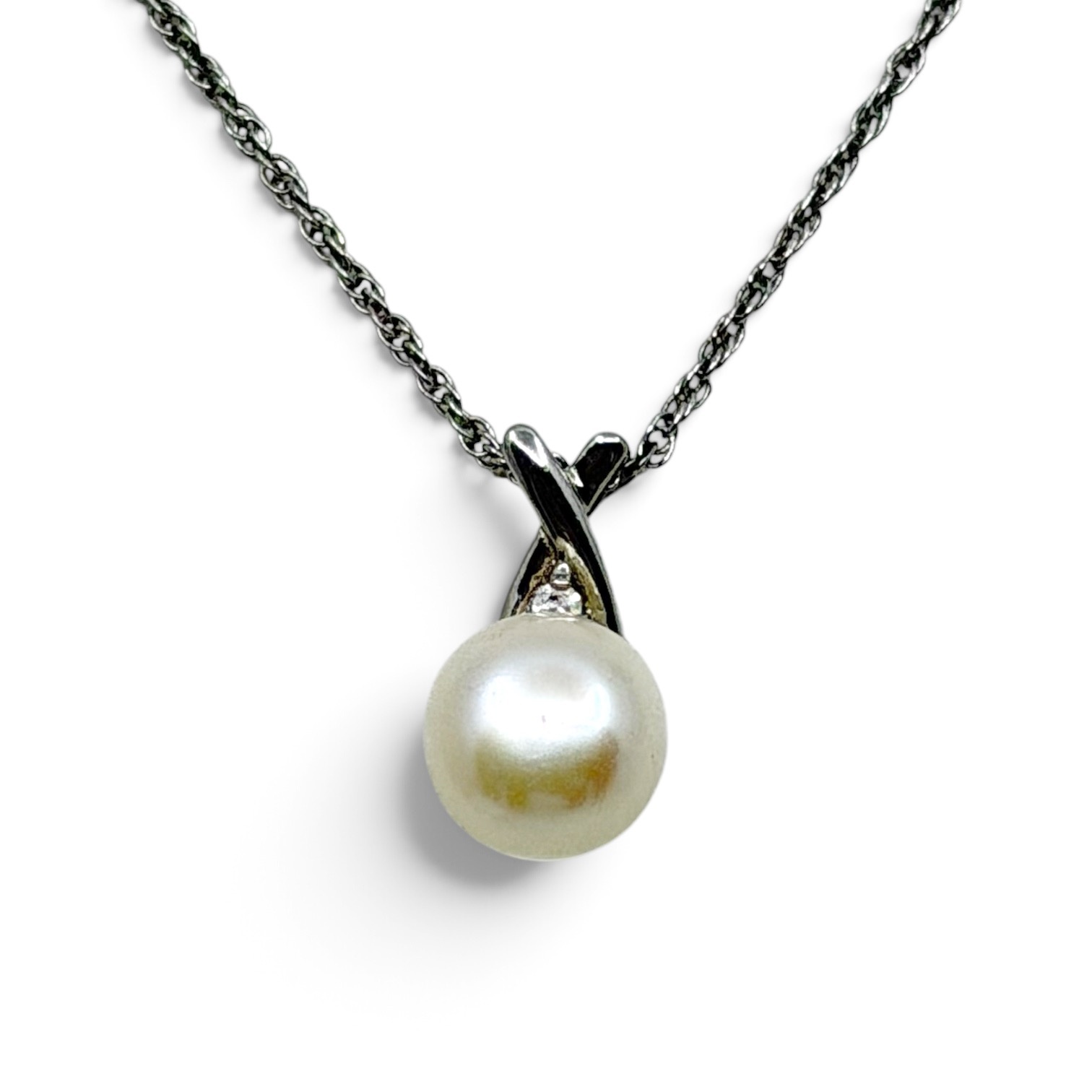 Sterling silver Freshwater pearl & Cubic Zirconia pendant - photo 2