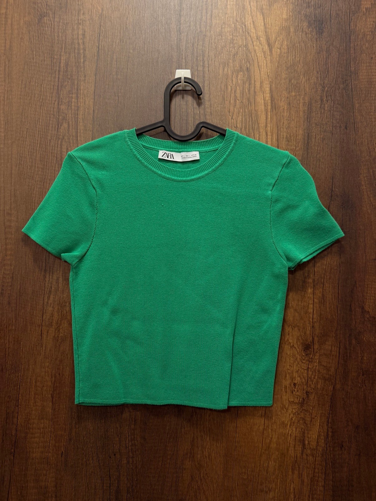 Zara Bright-Green Crew-Neck Knit Top, Size L - photo 2