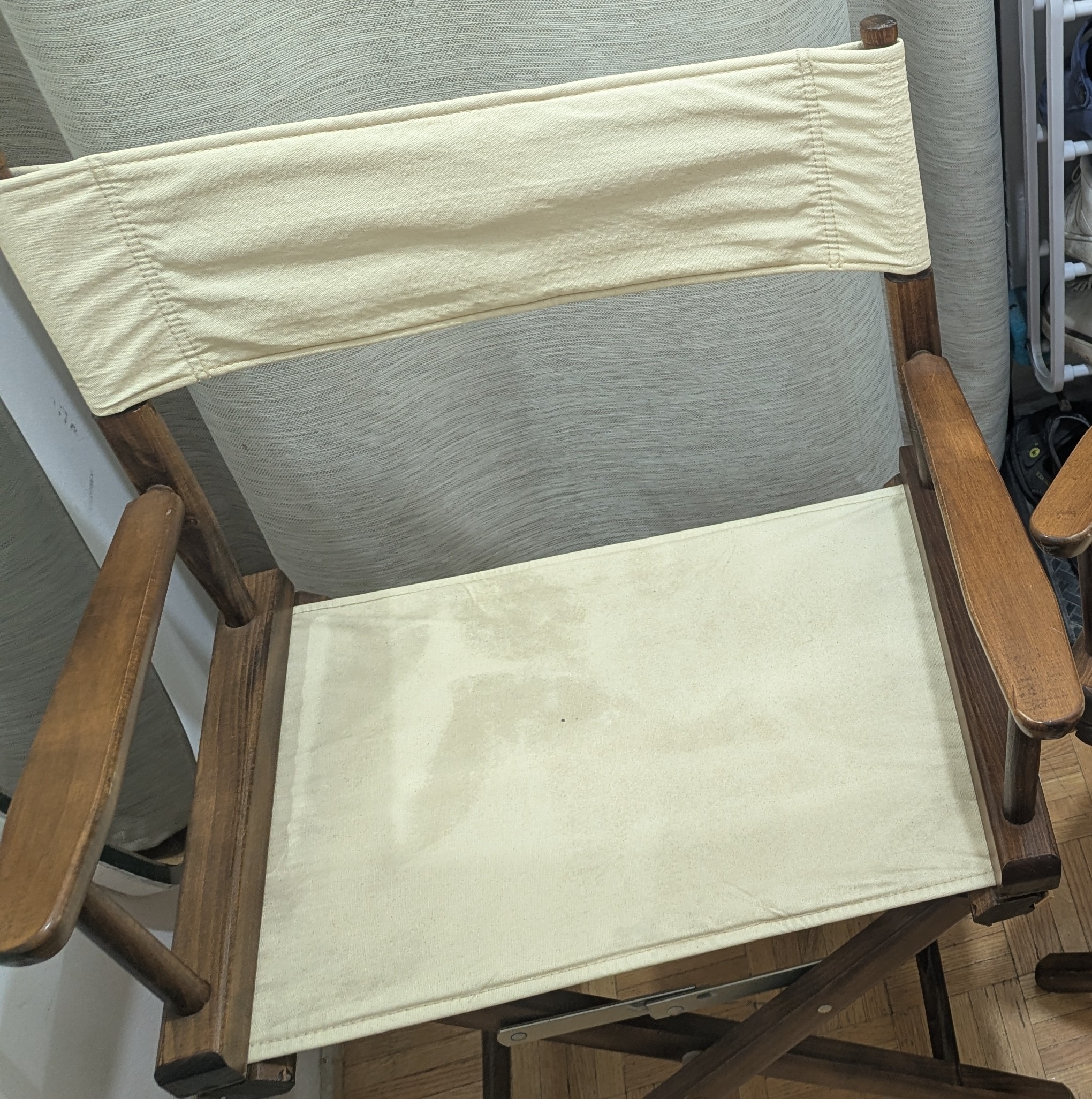 18" Director Chair Stool Folding Oak Frame/Tan Canvas - photo 2
