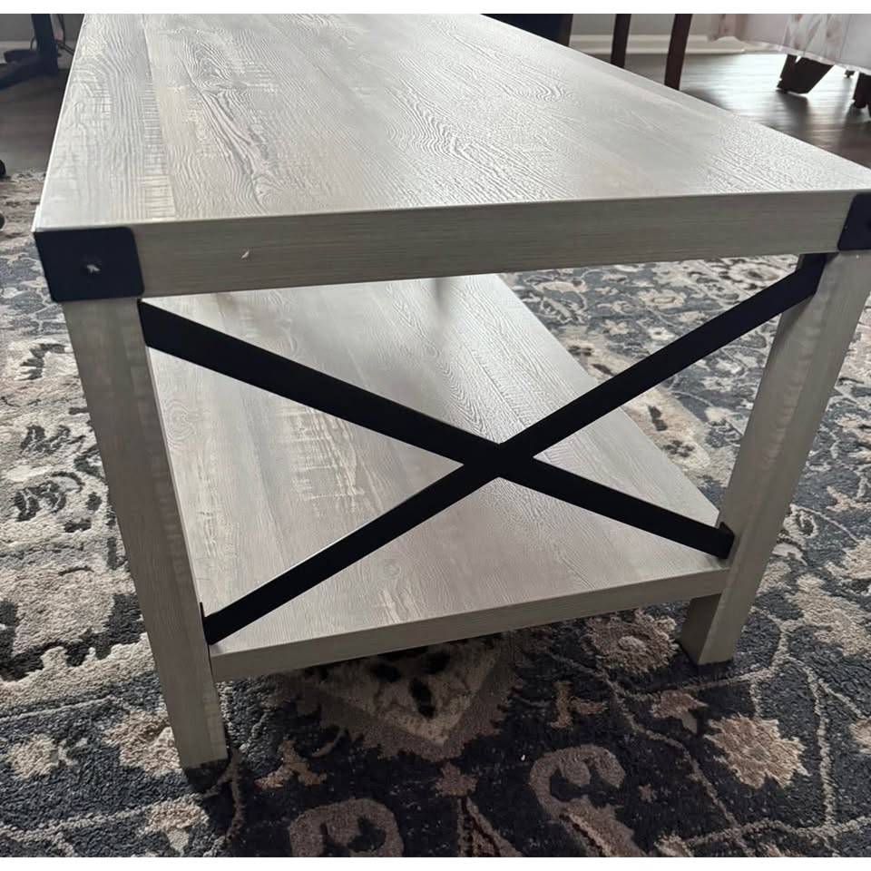 Walker Edison Sedalia Coffee Table — Rustic Stone Grey - photo 2