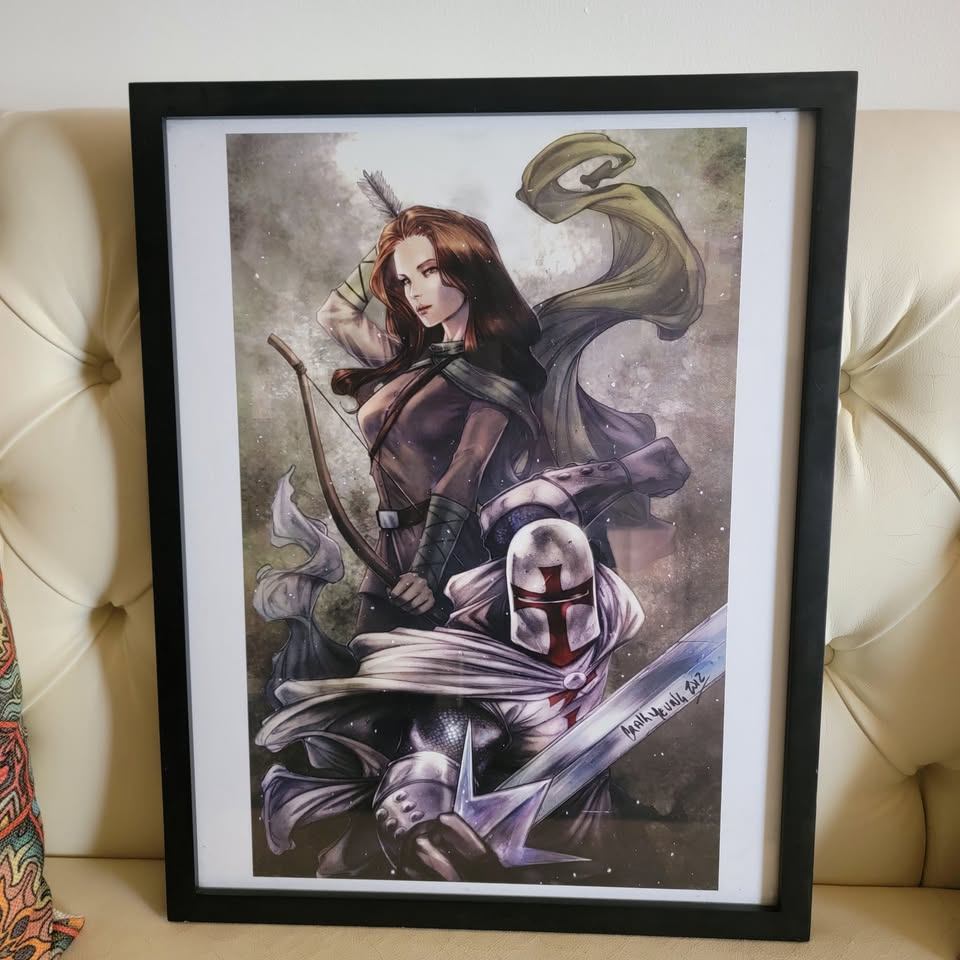 Craig Yeung Signed Teuton Fantasy Art Print Framed 15x19