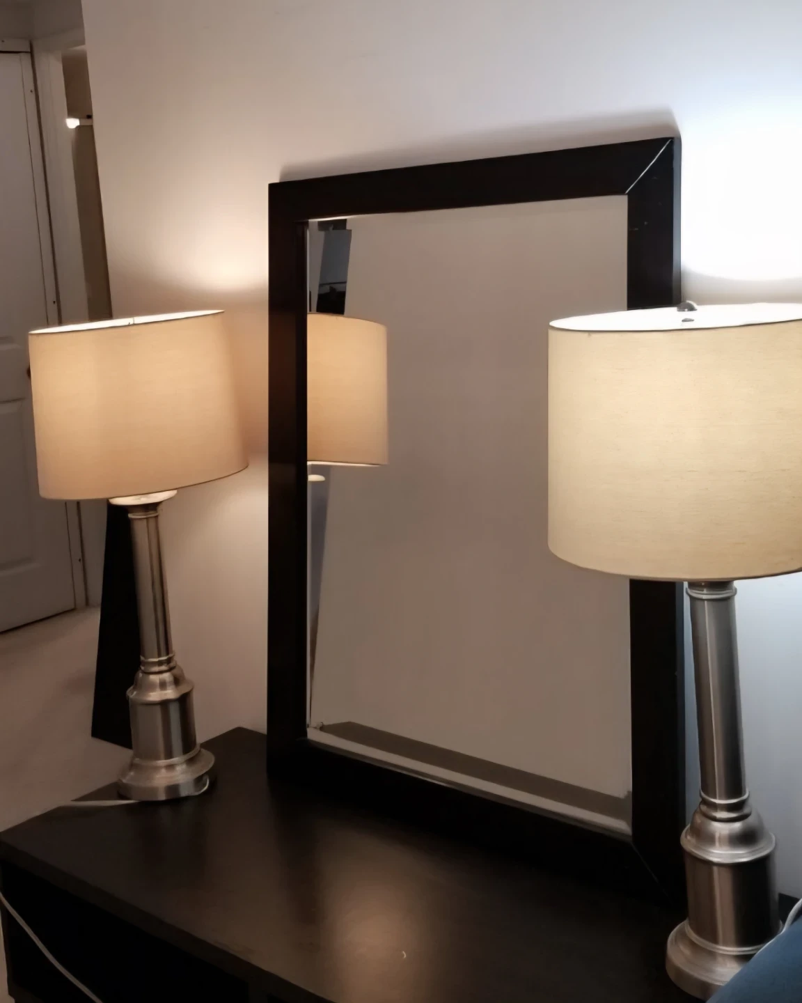 Set of Two Brushed Nickel Table Lamps - photo 2