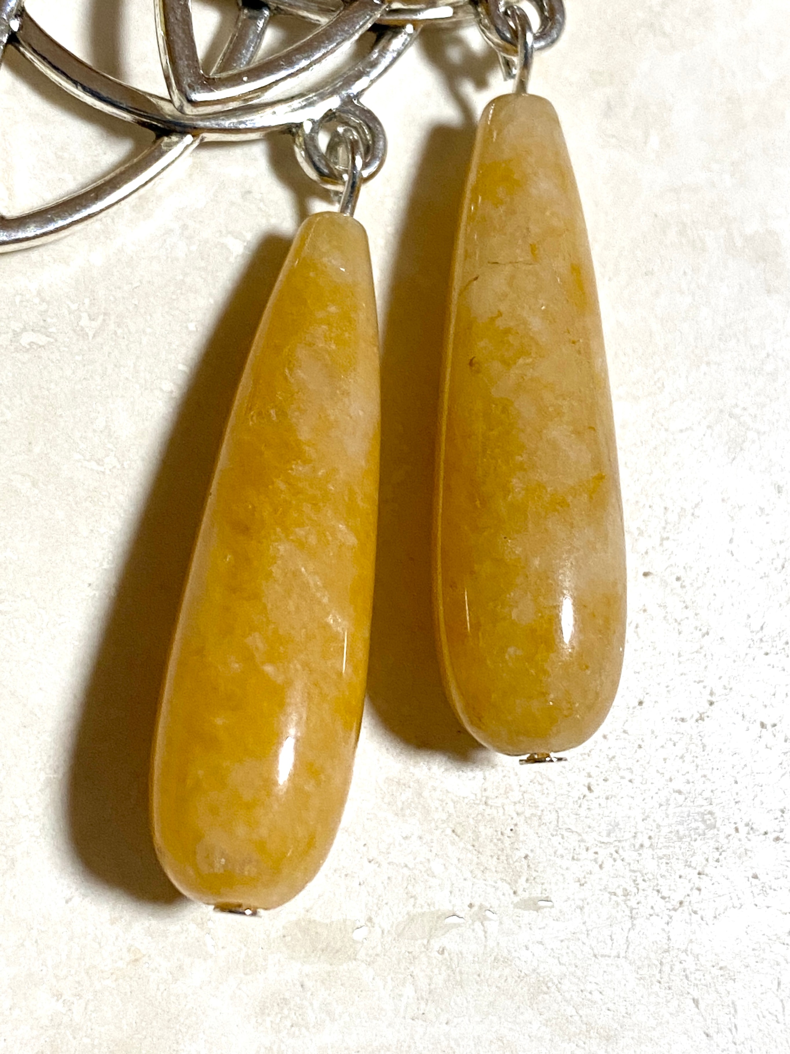 Yellow-Orange Aventurine Celtic Trinity Earrings, 925 Hooks - photo 3