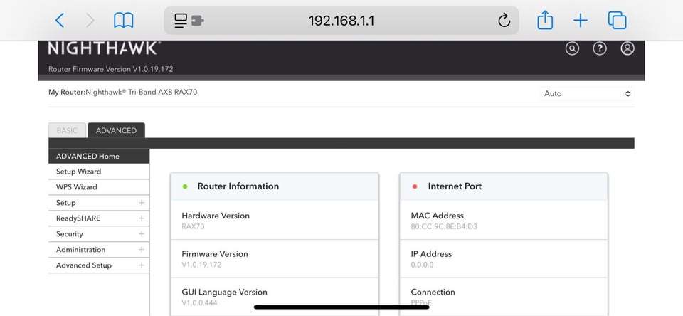 NETGEAR RAX70 - Nighthawk AX6600 Tri-Band WIFI 6 router