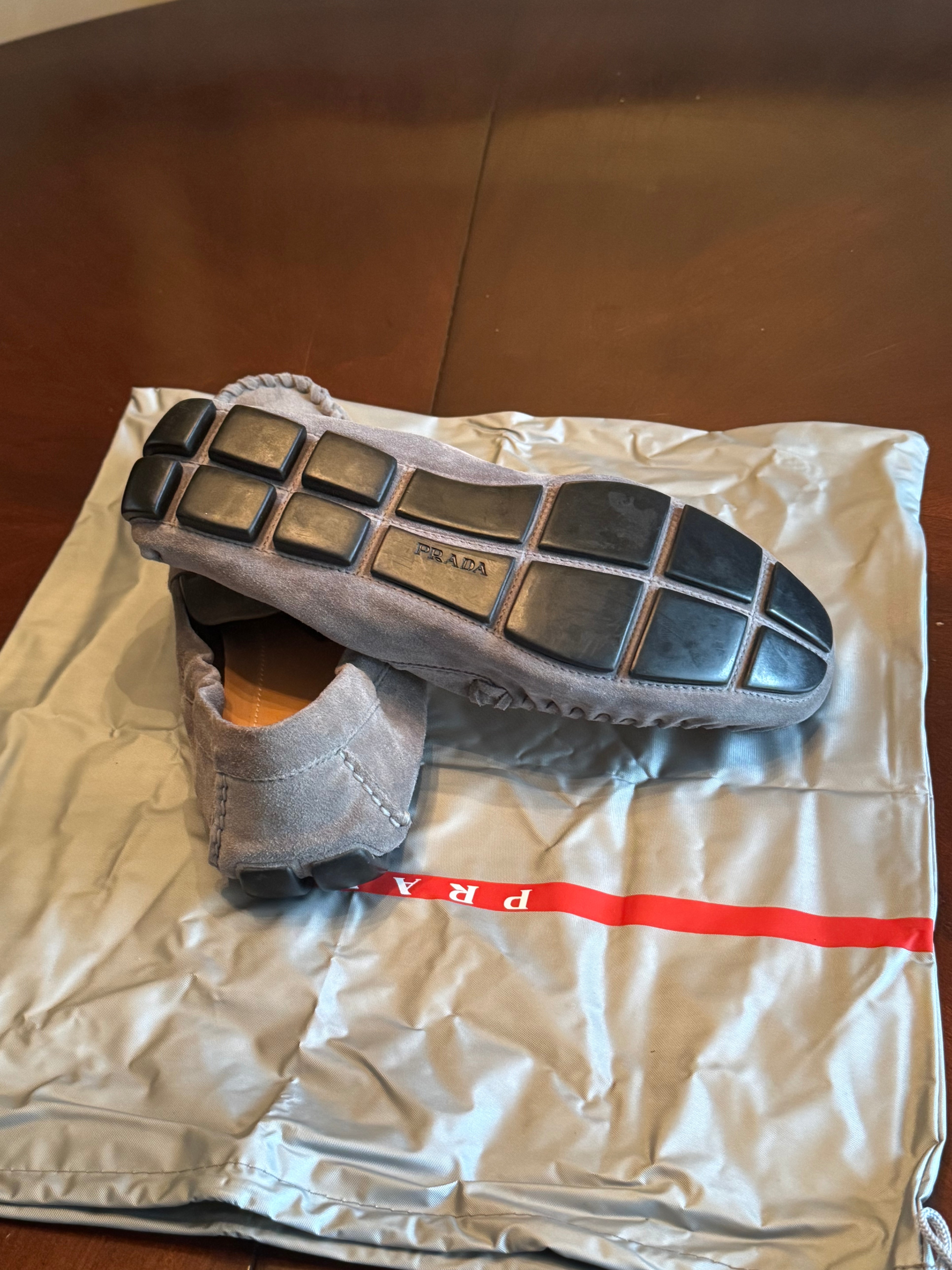 Prada Grey suede loafer