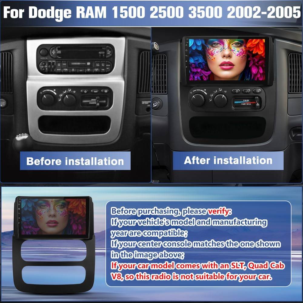 Android 13 Car Stereo for Dodge RAM 1500/2500/3500 2002-2005