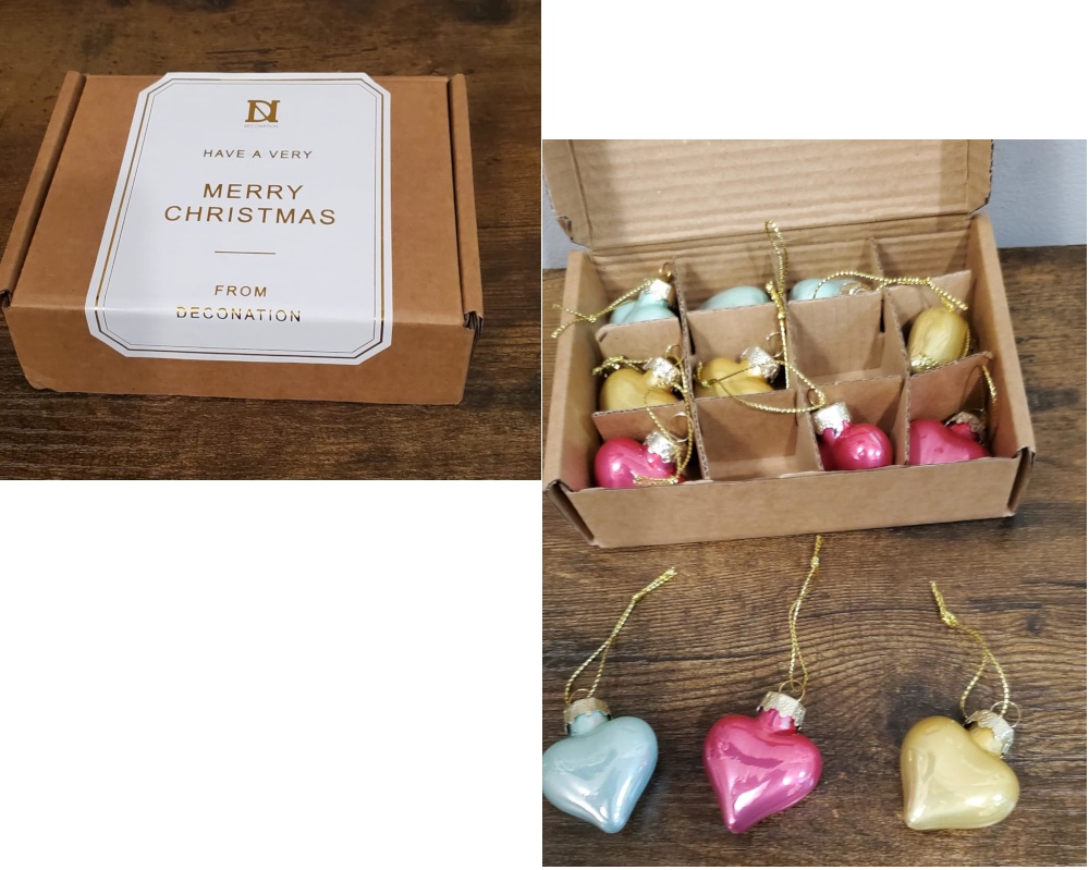 Elegant Glass Heart Ornaments - Christmas / Valentines Day 12pcs - photo 2