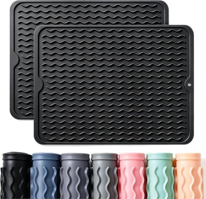 Silicone Dish Drying Mat 2 Pack - Heat Resistant Trivet