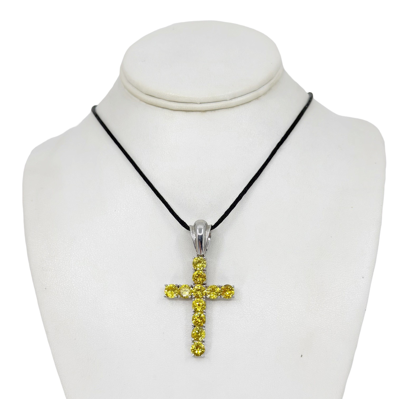 sterling silver canary cubic zirconia cross pendant - photo 3