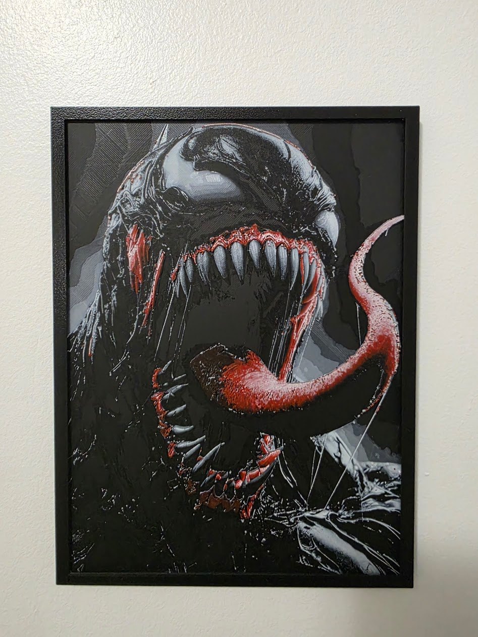 🖤 Terrifying Venom 3D Textured Wall Art – Framed & Ready! 🖤