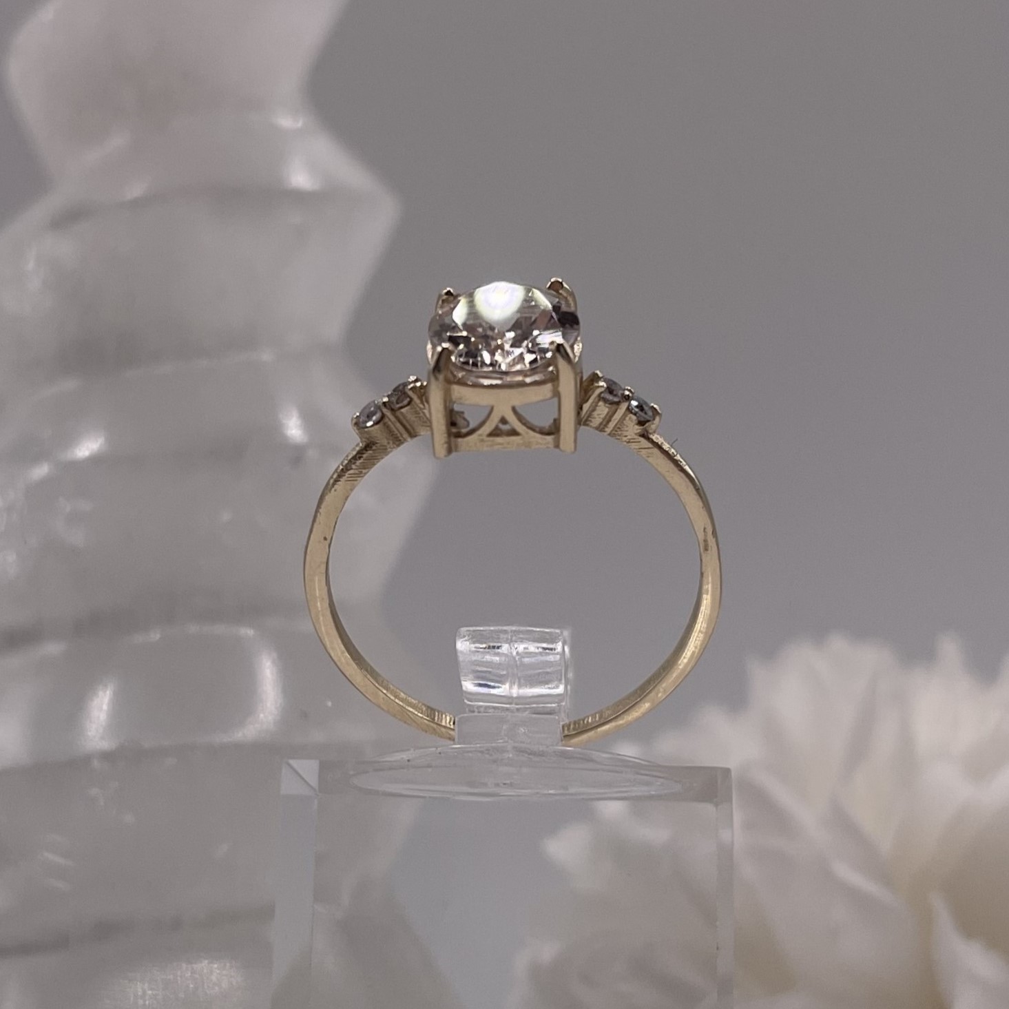 10kt Yellow Gold Natural Morganite & Lab Diamond Ring (Size 6.5) - photo 5