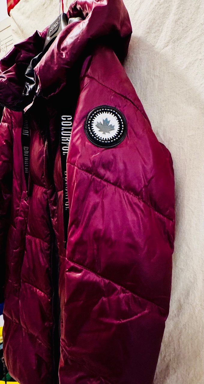 Women's Burgundy Mid-Length Puffer Coat - photo 5