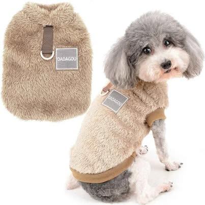 Zunea Fleece Dog Sweater Winter Warm for Small Dogs Brown S