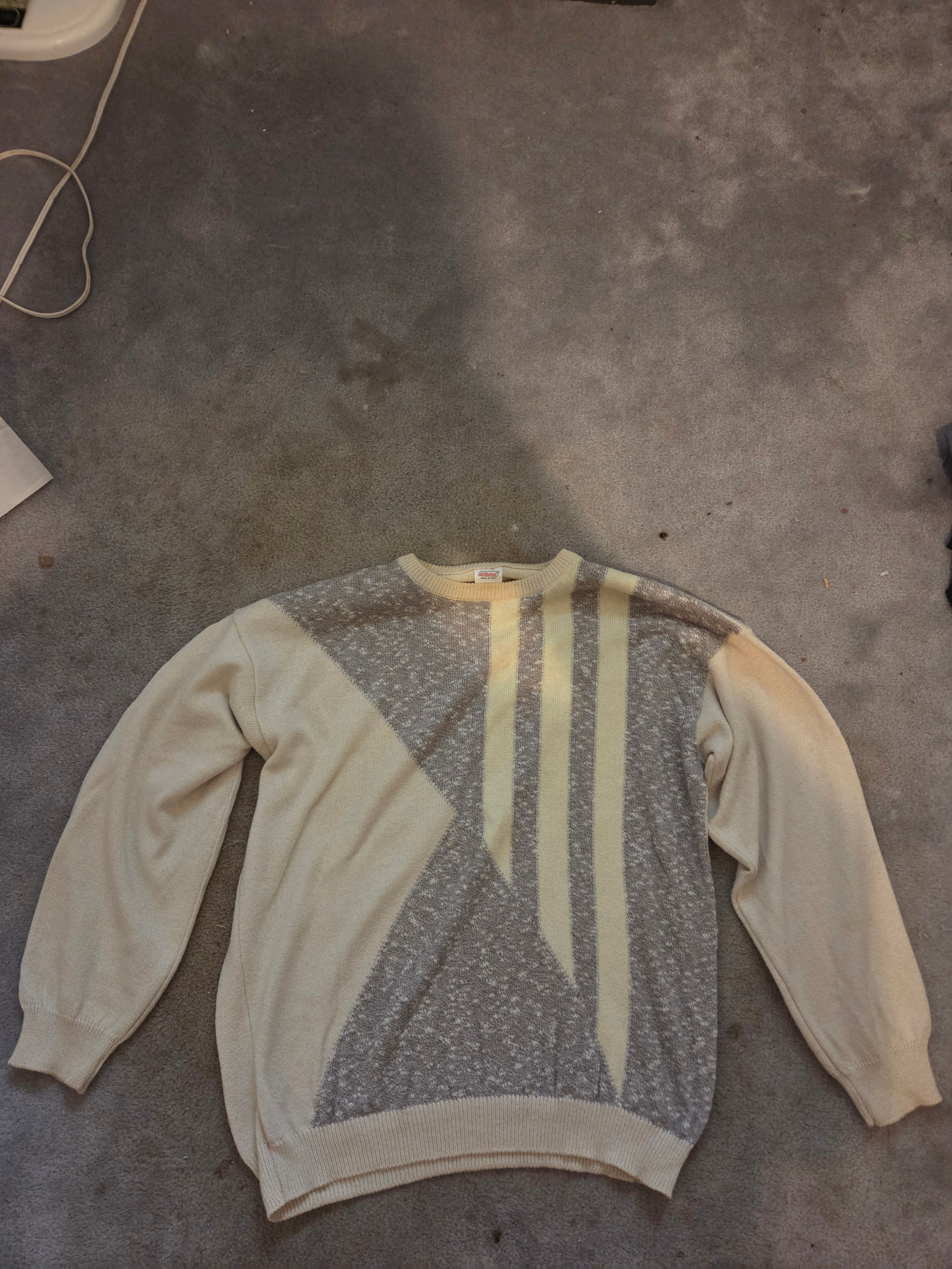 Vintage 80s Men's St Michael Abstract Knit Sweater, Sz L, Italy