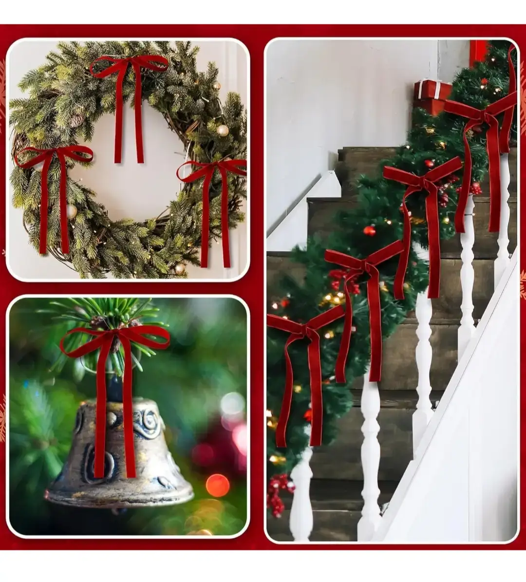 24 Pcs Burgundy Velvet Christmas Bows - photo 3
