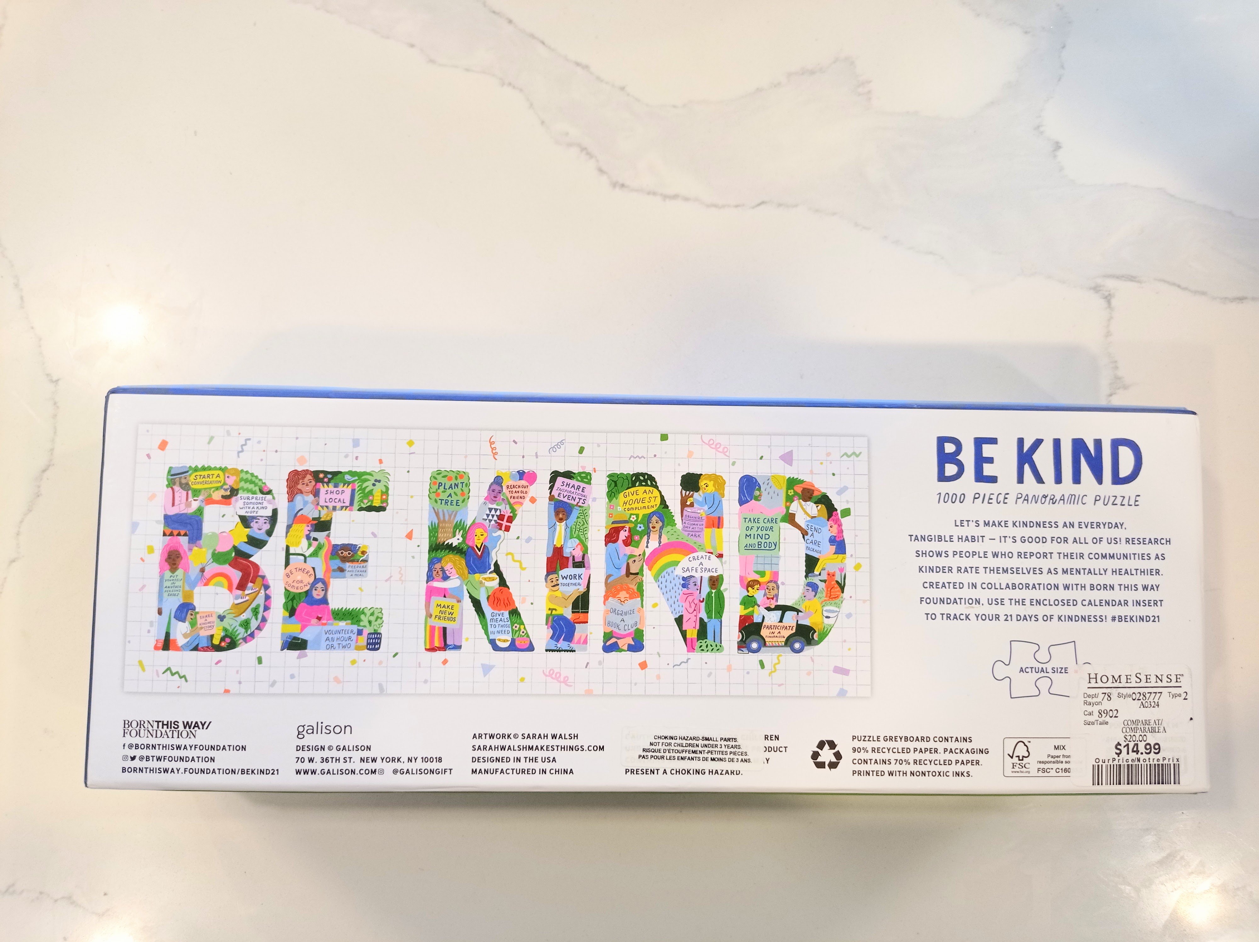 Be Kind 1000 Piece Panoramic Puzzle by Galison (Gently used) - photo 2