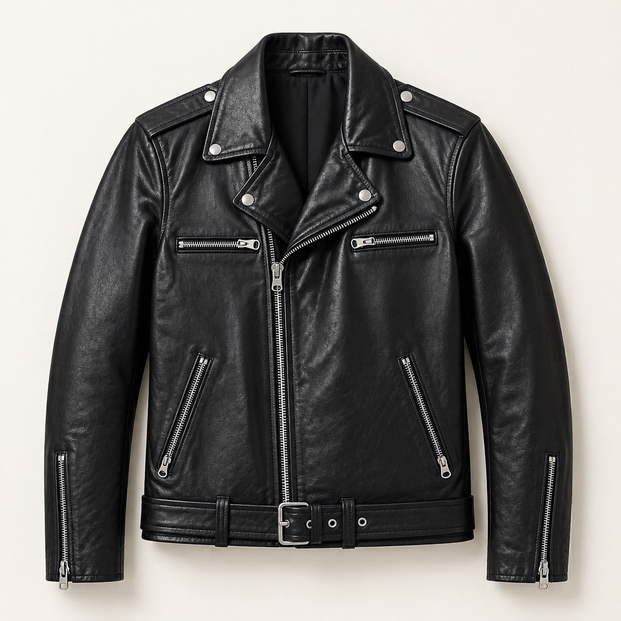 JKT-029 — Men's leather biker jacket — brand new, size M - photo 2