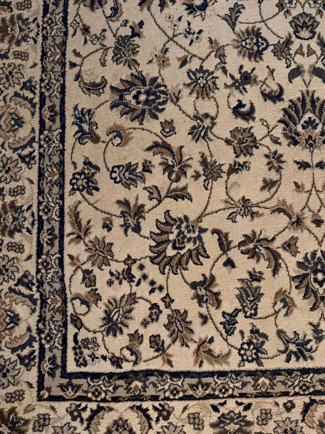 Floral Area Rug, Beige and Black - photo 3