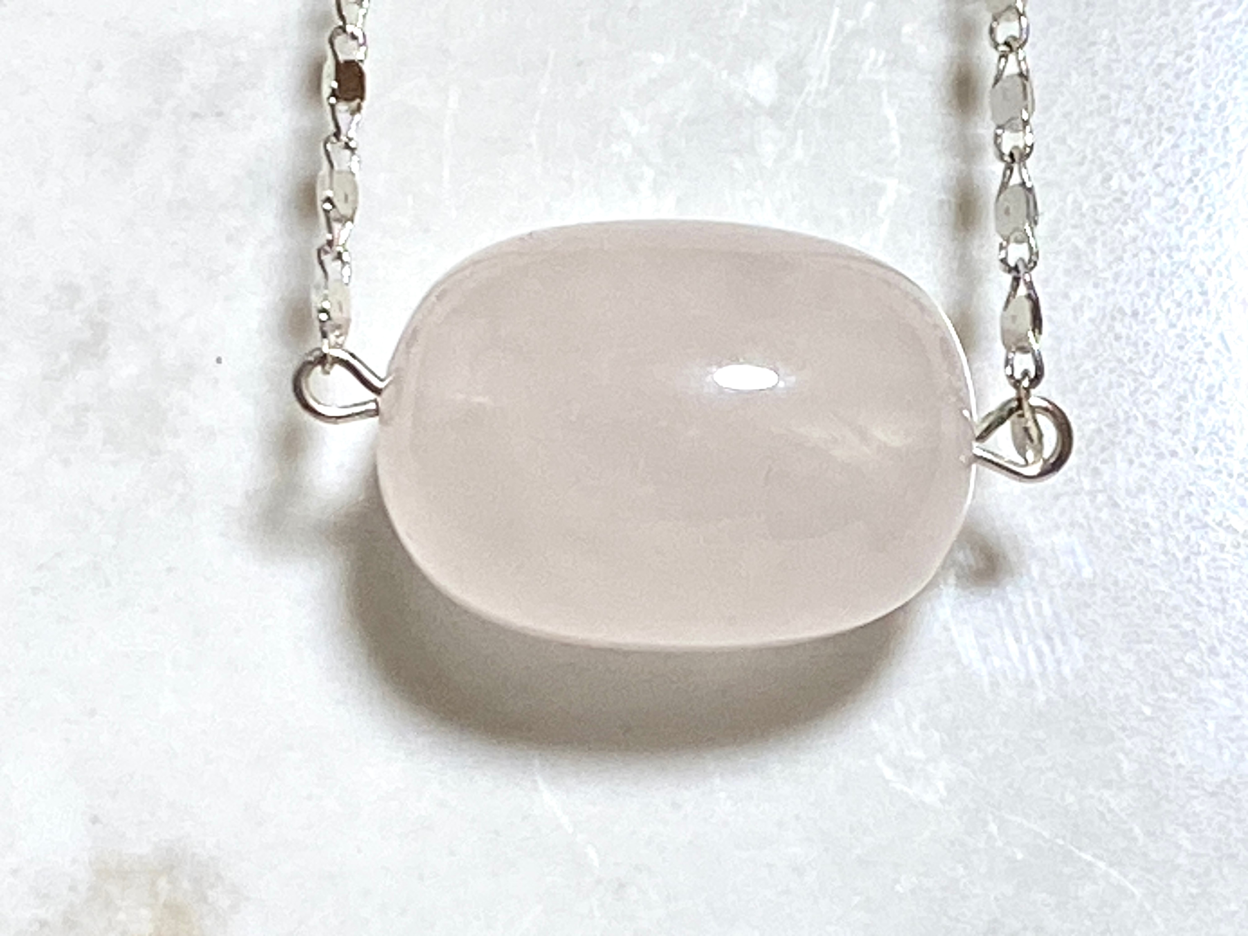 Natural Rose Quartz Short Necklace, Stainless Chain - photo 3