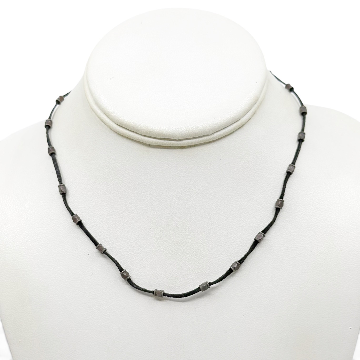 Vintage Sterling silver bead cord necklace - GM1029 - photo 3