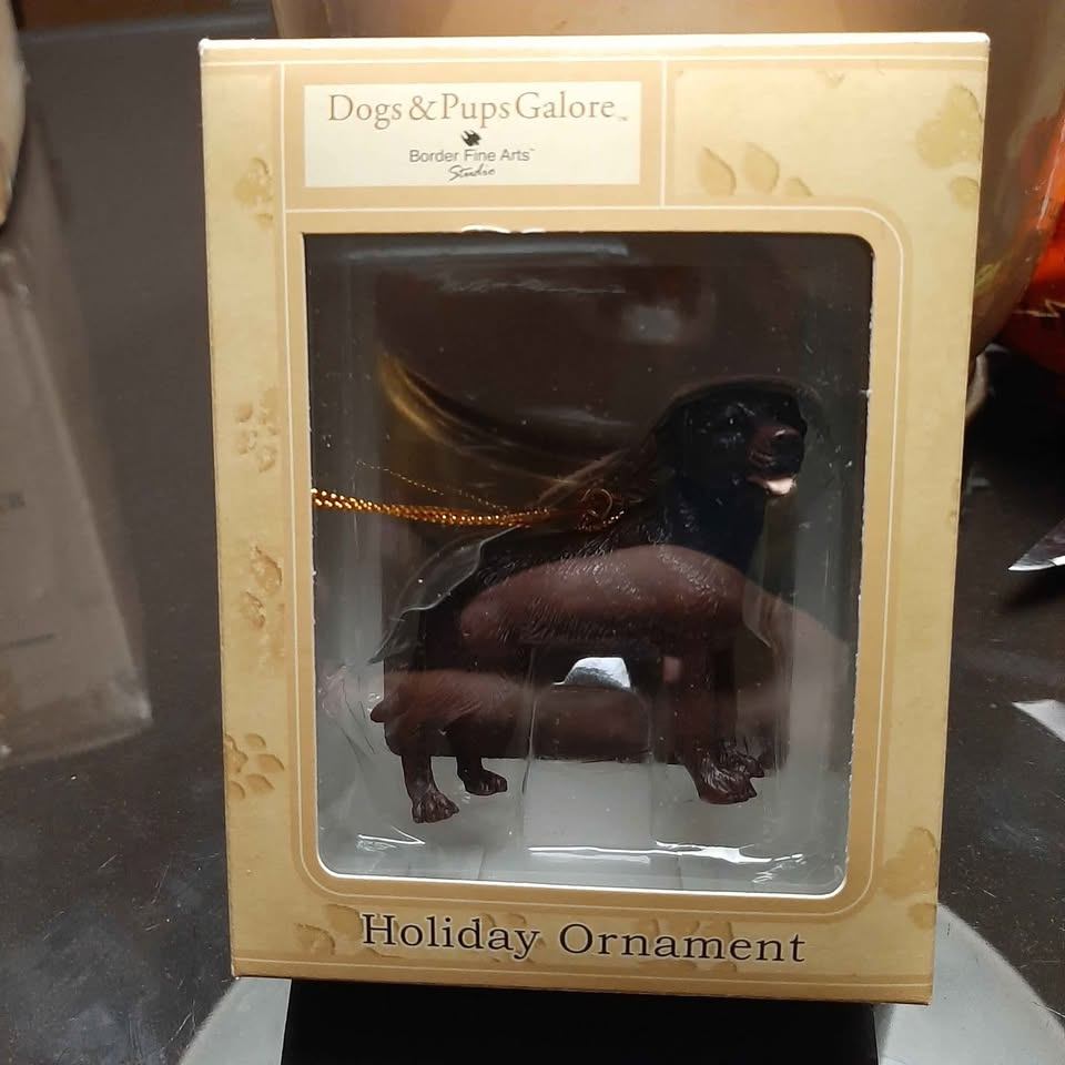 Chocolate lab dog Christmas ornament Border fine arts - photo 4