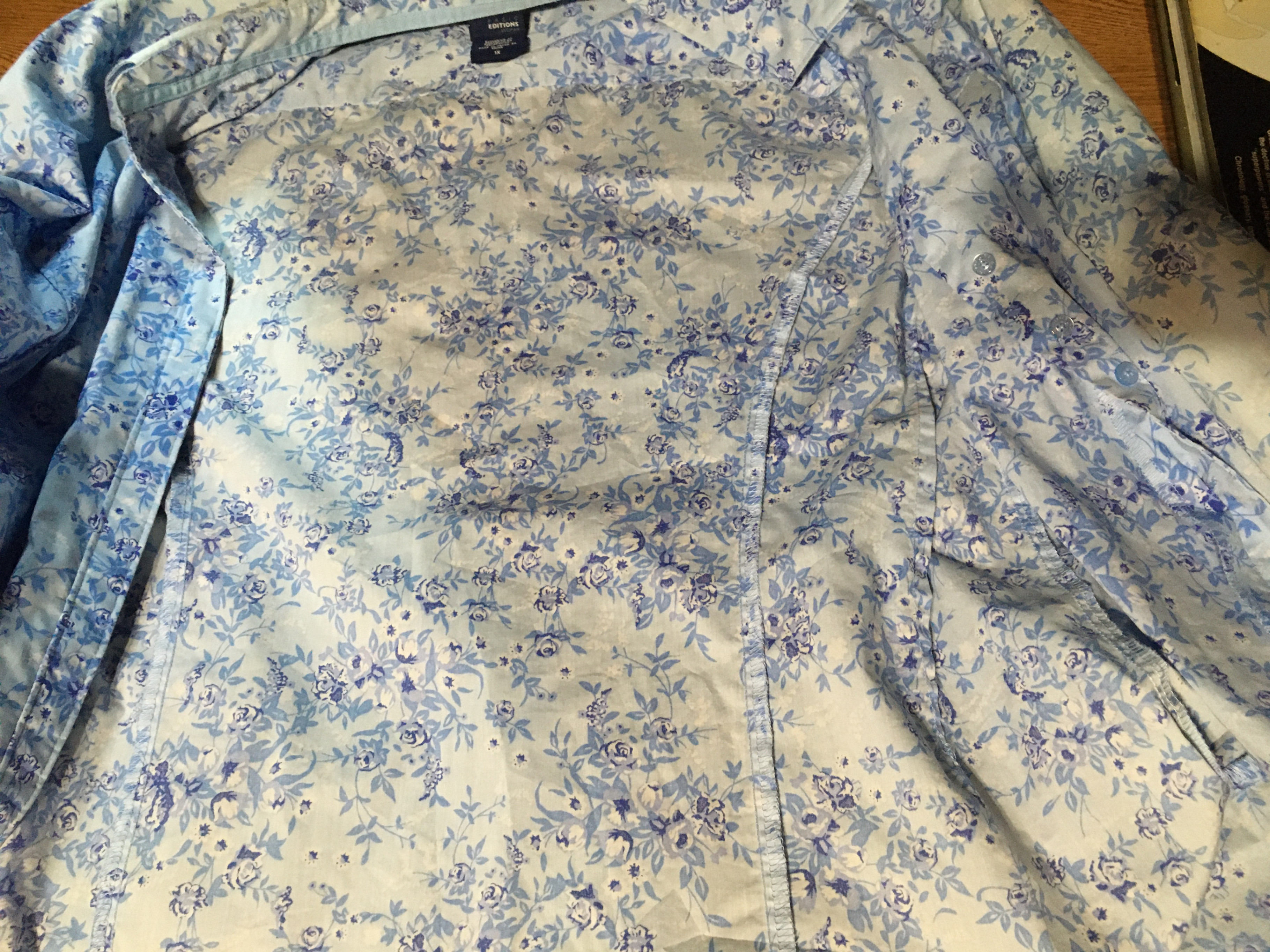 BASIC EDITIONS WOMAN BUTTON UP SHIRT FLORAL BLUE FLOWERS 1X - photo 3