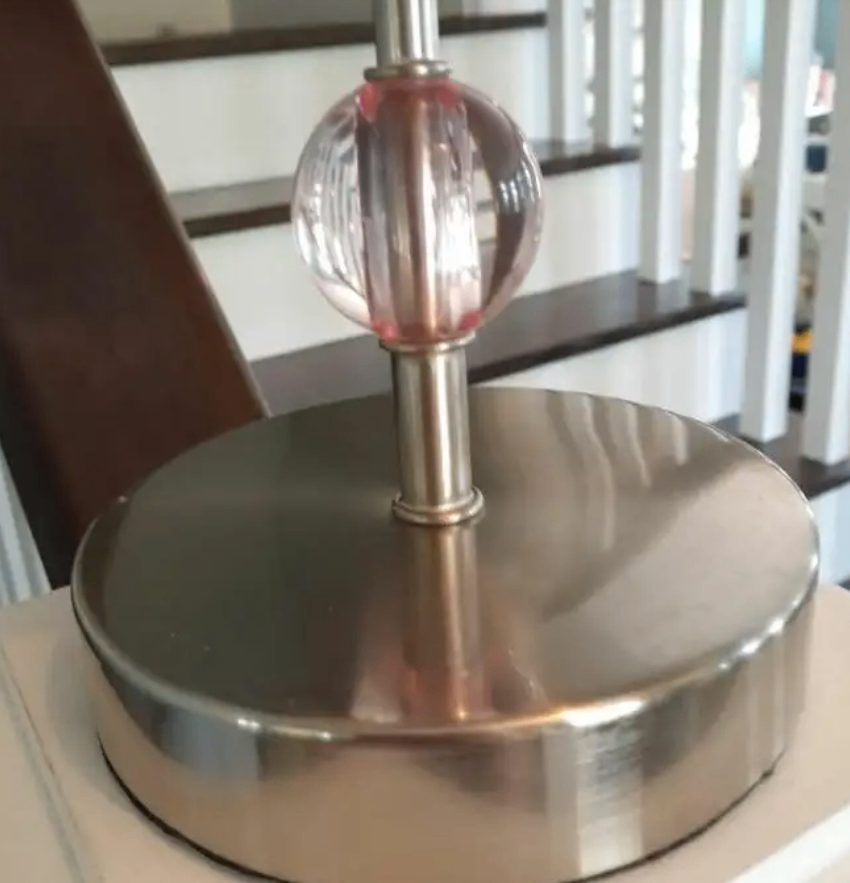 Vintage chrome & fabric pink boudoir lamp - photo 5