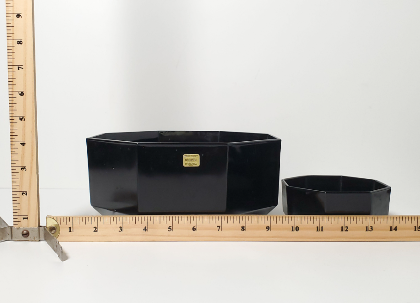 Vintage 1980s Arcoroc France "Octime" Black Glass 7-Piece Set - photo 5