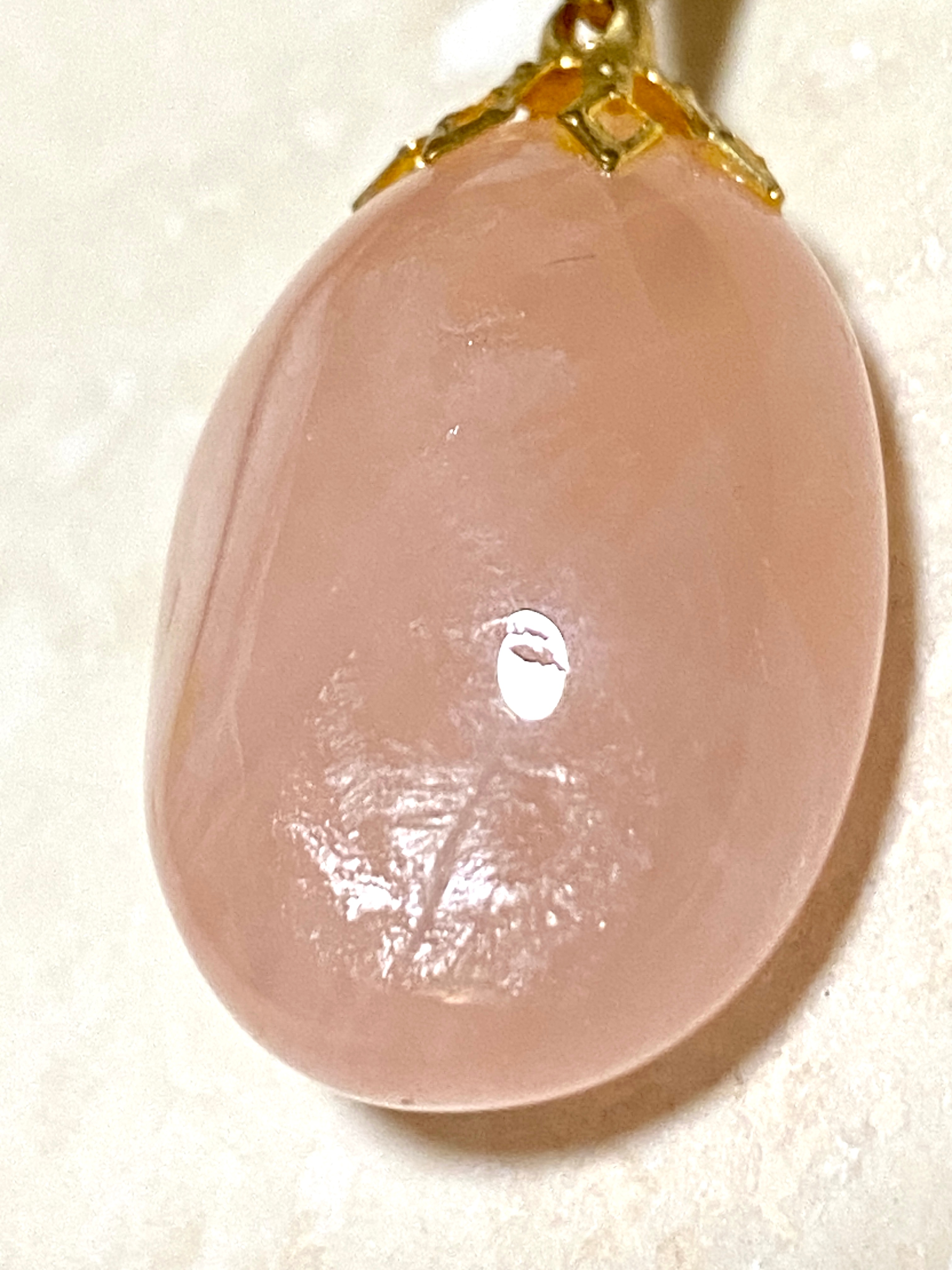 Large Rose Quartz Pendant, 10K Gold Plated - photo 5